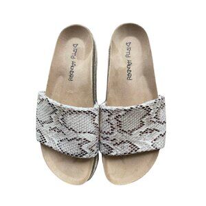 Dirty Laundry Snake Print Slide Sandals - Tan and Cream